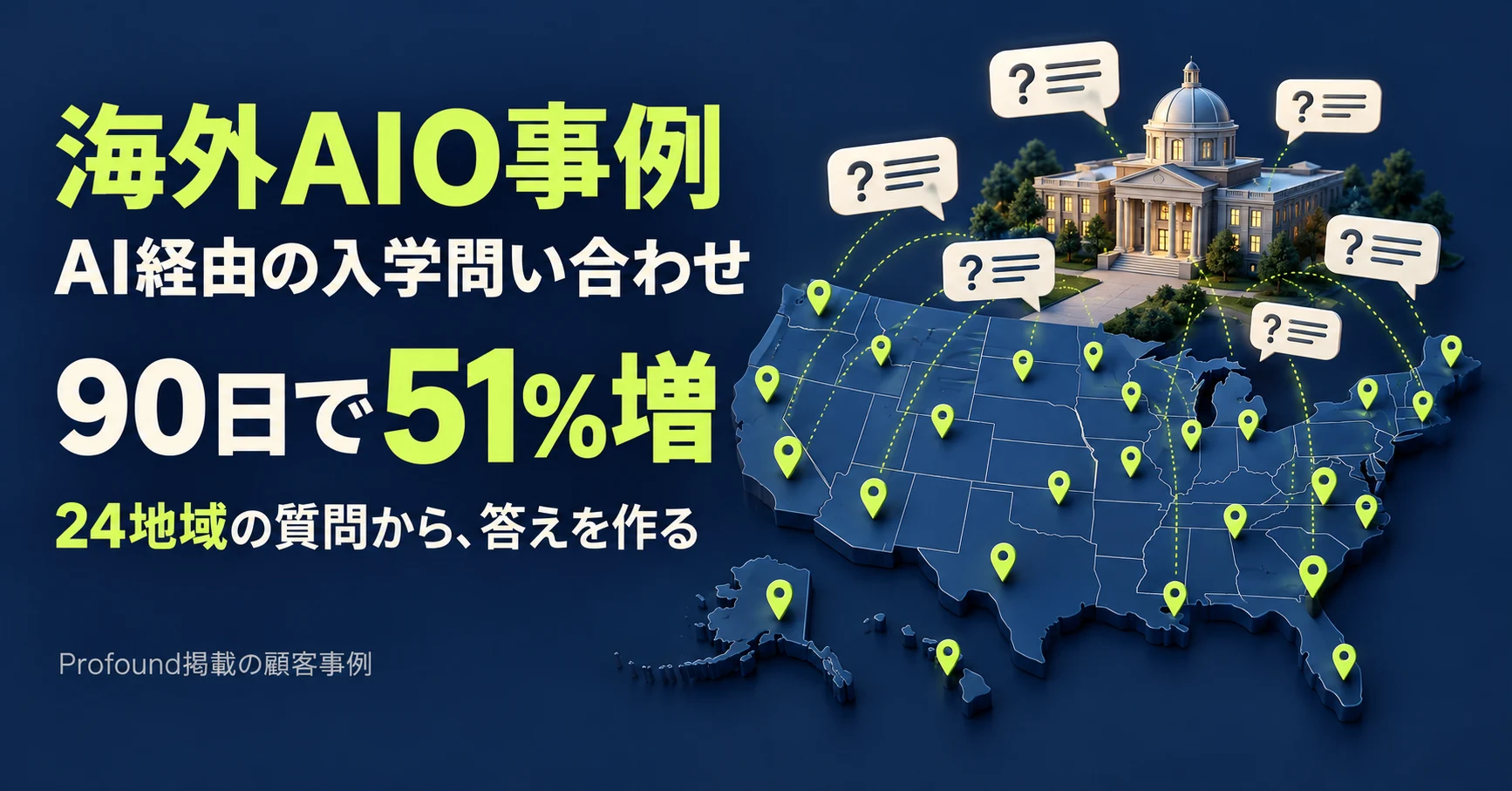 AIO対策の事例：看護学校のAI経由の入学問い合わせが90日で51%増と報告。24地域の質問分析と学費比較・入学FAQ