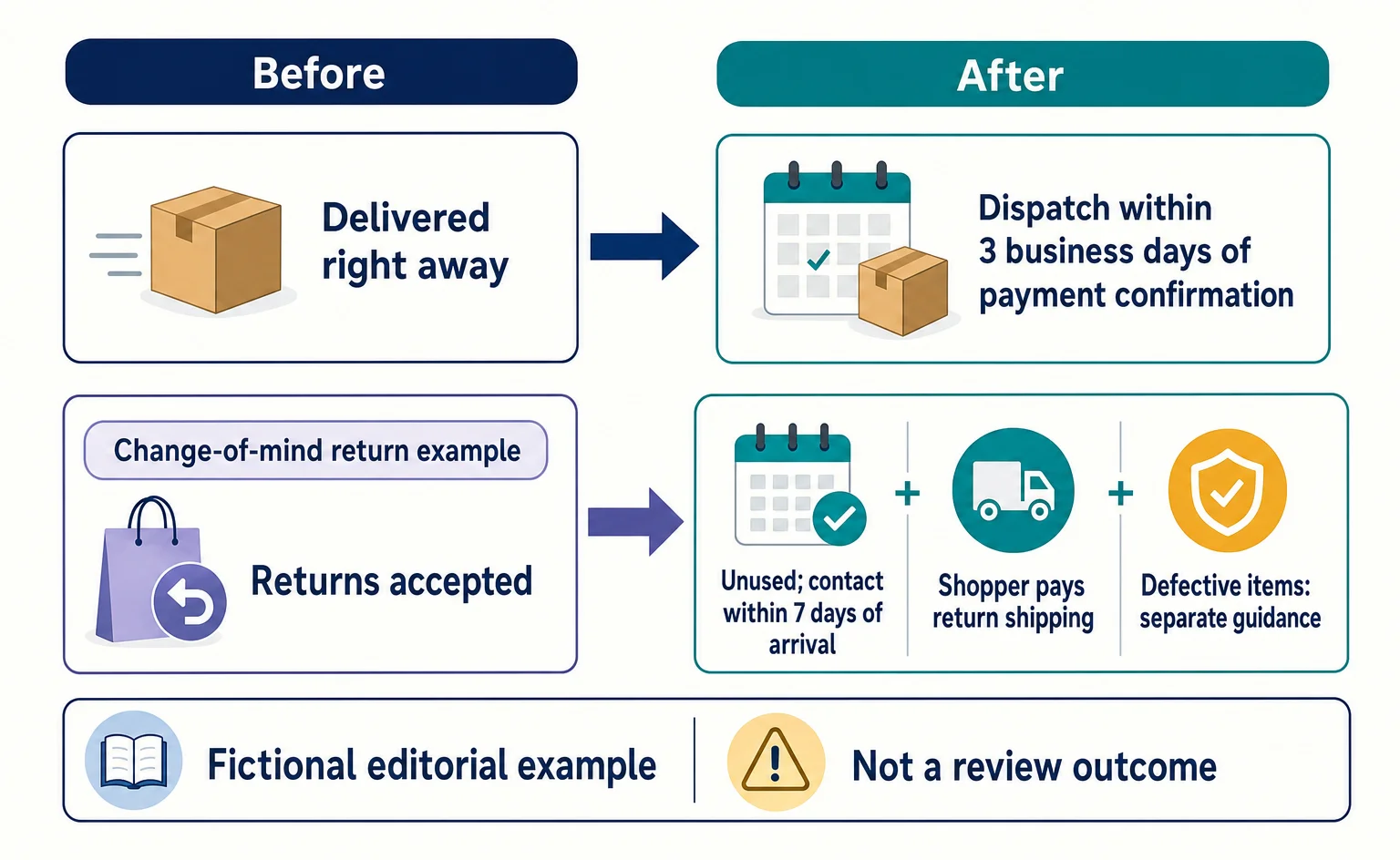 Comparison of vague and specific terms in an illustrative product description