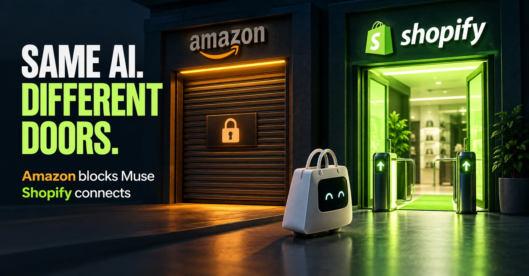 Same AI, different doors: why Amazon blocked Muse while Shopify offers a connection