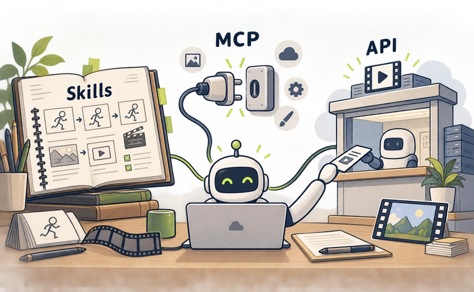 Skillsは手順、MCPは接続、APIはプログラムの窓口という違い