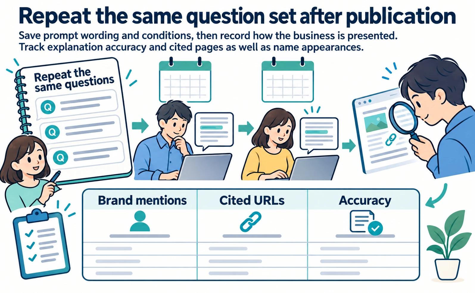 Repeat the same question set after publication (illustration)